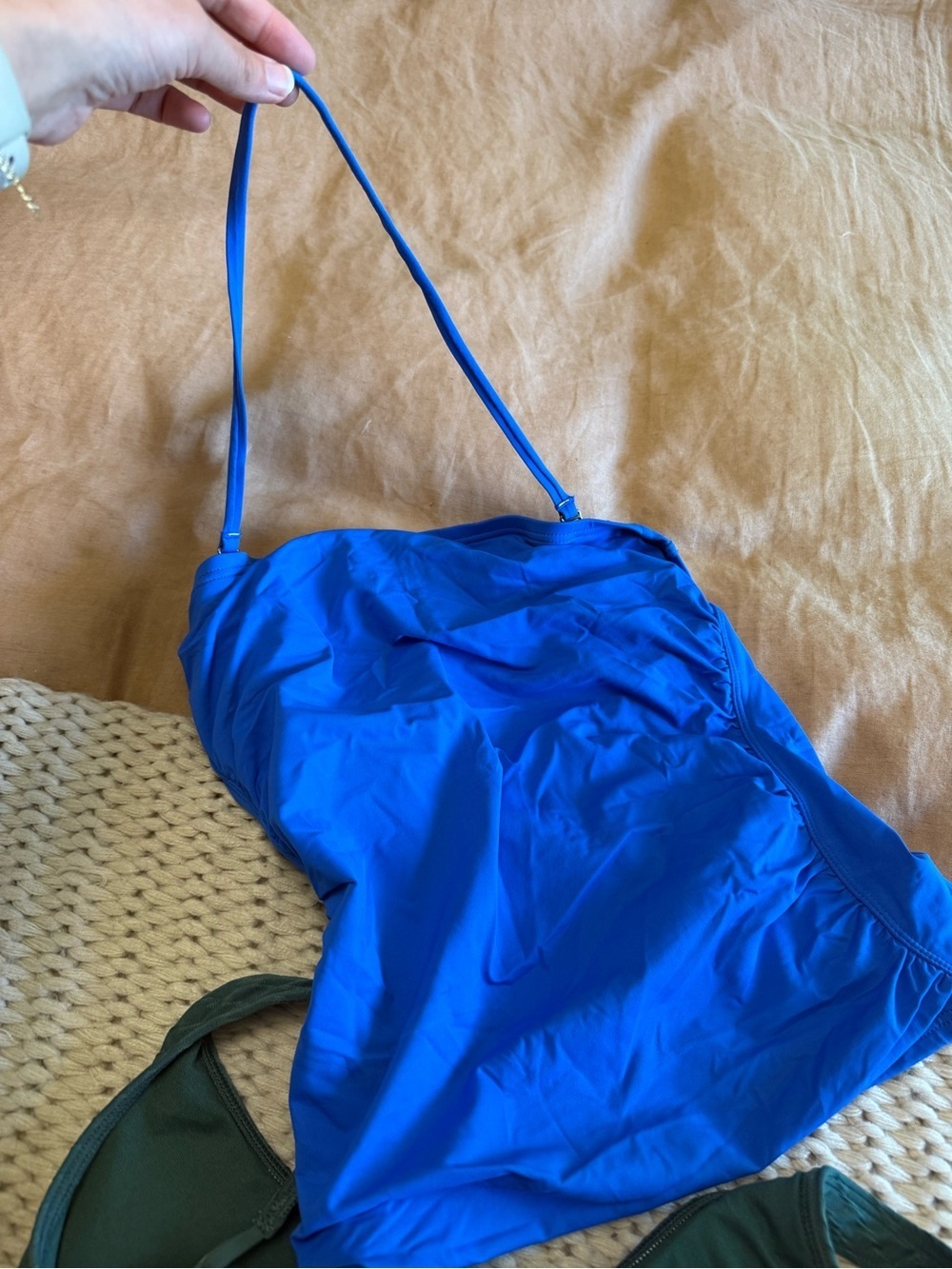 Bundle of Royal Blue Tankini Top & Forest Green Bikini Top Set - Picture 6 of 7